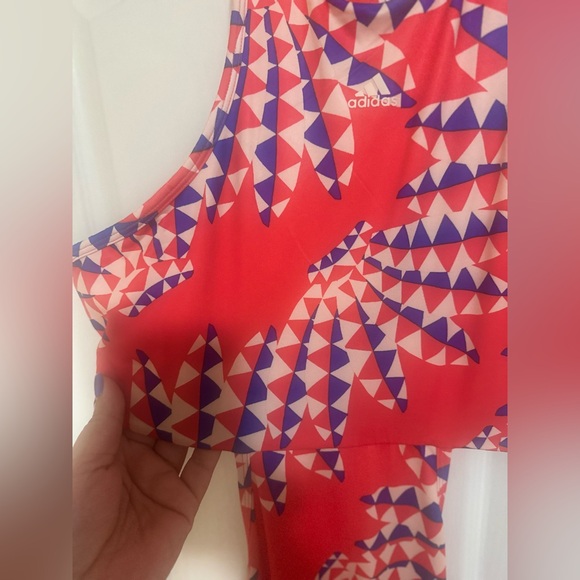 Farm Rio X  Adidas Farm Psychedelic Wave Red Dress. Size Large. - Picture 7 of 8